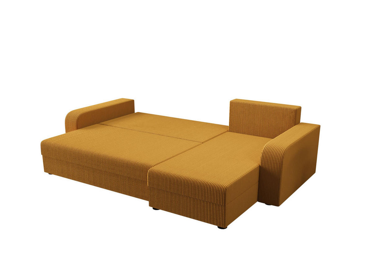 ECKSOFA HEWLET L BIS Zoom 9 Links mit Schlaffunktion - Currygelb, Textil (240/140cm) - Bedante