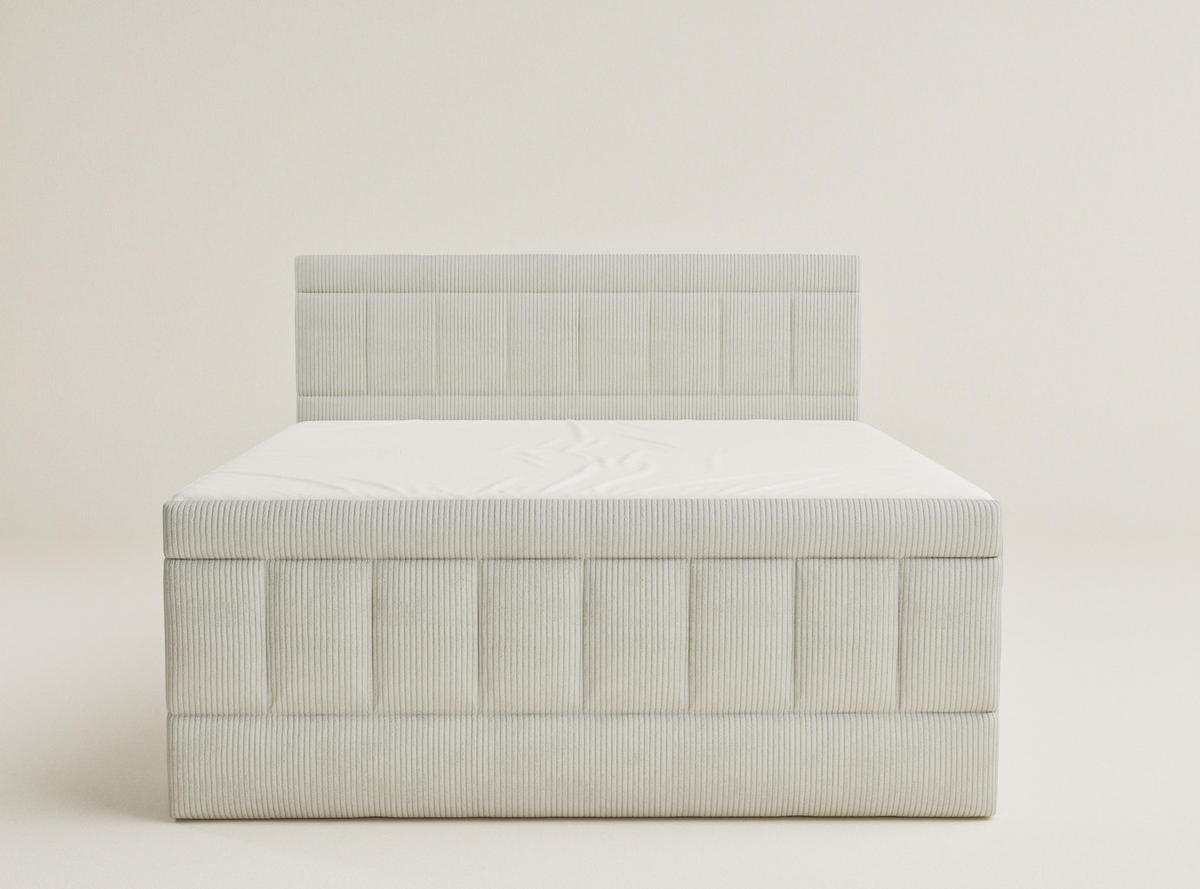 BOXSPRINGBETT Caya 140/200 cm, in Creme, Bettkasten, Matratze, Topper - Creme/Schwarz, Holz/Holzwerkstoff (140/200cm) - Maison de Reve