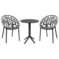 GARTENSITZGRUPPE Kunststoff Schwarz (3-teilig) - Schwarz, Kunststoff - CLP