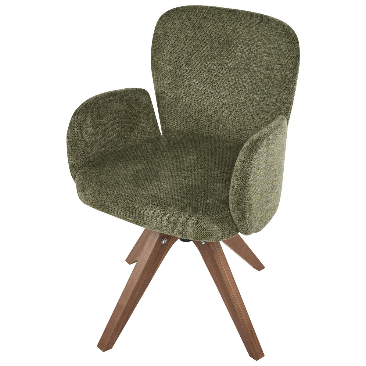 ESSZIMMERSTUHL 2er Set drehbar Stoff Grün Jean - Braun/Grün, Holz/Textil (64/82/70cm) - Beliani
