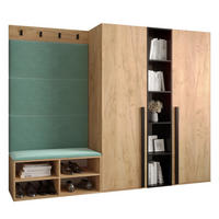 GARDEROBEN-SET 214/184/42 - Eichefarben/Schwarz, Holz/Kunststoff (214/184/42cm) - MÖBEL KRYSPOL