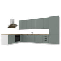 WINCKELKÜCHE 330 × 210 cm Sorento K52-M330 in Grün / Weiß - Weiß/Grün, Holz/Metall (330/212/210cm)