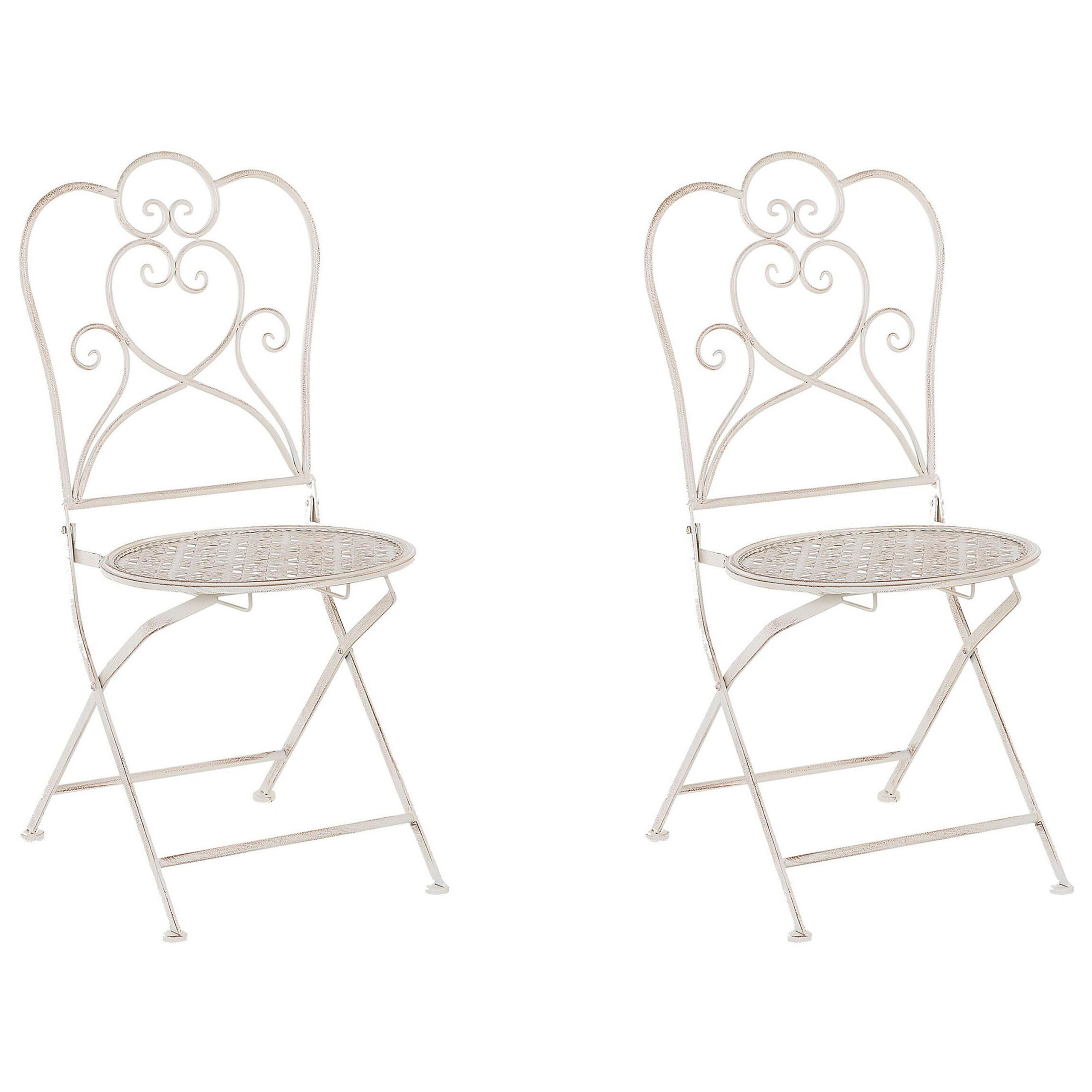 GARTENSTUHL 2er-Set Metall helles beige Trieste - Beige, Metall (44/92/48cm) - Beliani