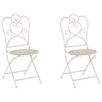 GARTENSTUHL 2er-Set Metall helles beige Trieste - Beige, Metall (44/92/48cm) - Beliani