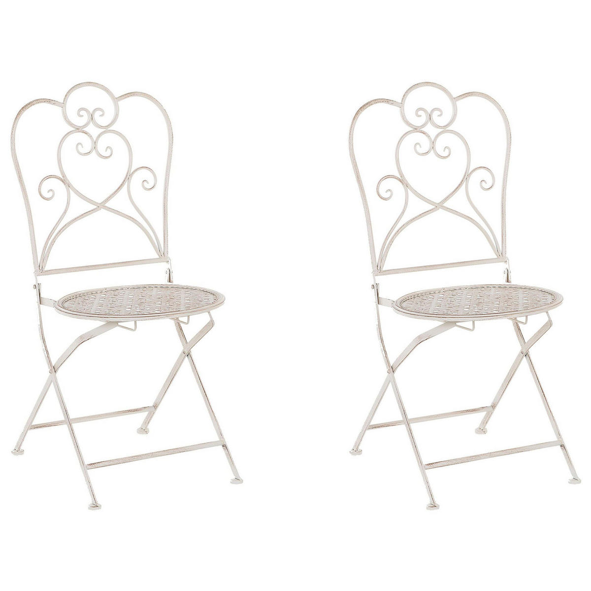 GARTENSTUHL 2er-Set Metall helles beige Trieste - Beige, Metall (44/92/48cm) - Beliani
