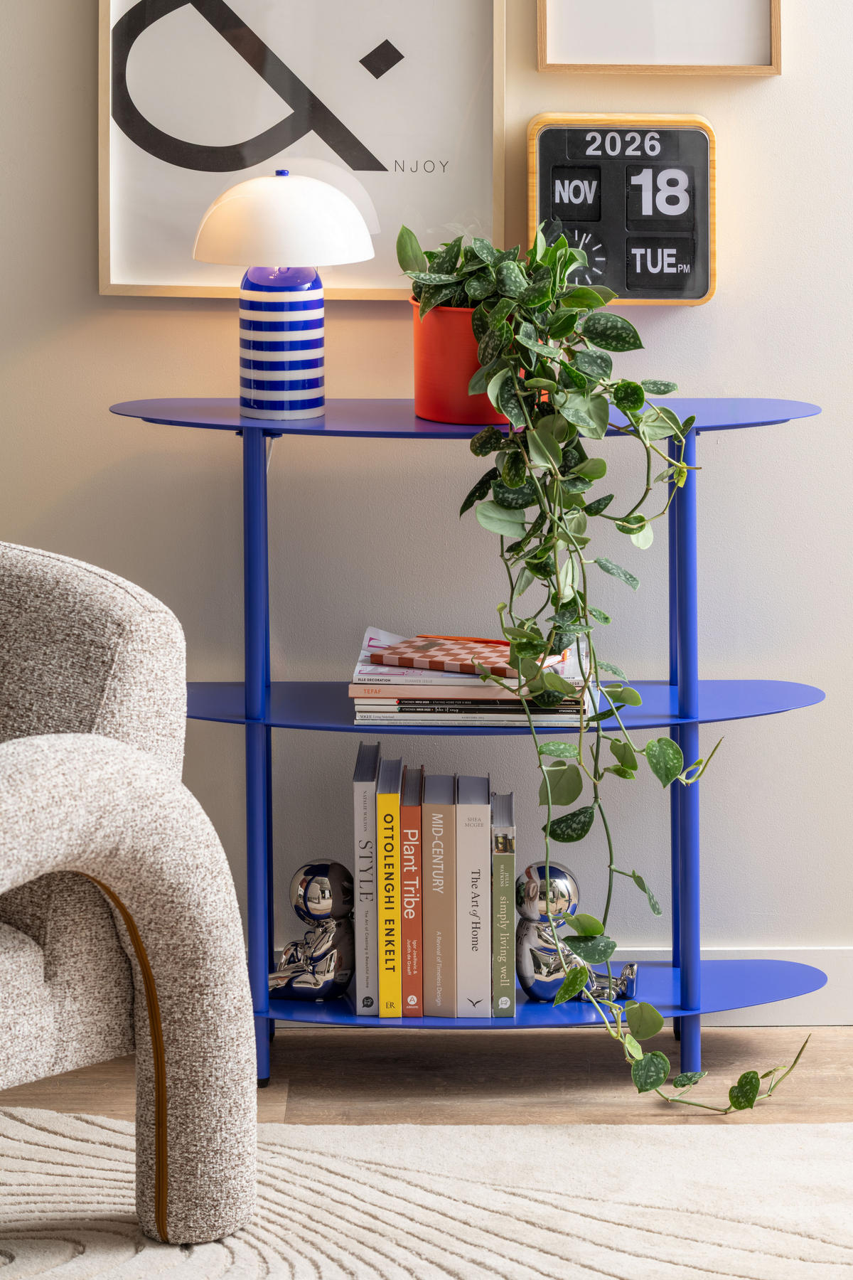 BEISTELLTISCH Cool Retro - Blau - 90/28/82 cm - Blau, Metall (90/28/82cm) - Leitmotiv