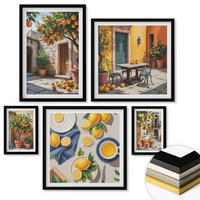 WANDBILDER 5er-Set - 50x50 cm & 20x30 cm & 40x60 cm Schwarzer Rahmen - Zitrusgarten in der Sonne - Schwarz, Kunststoff (40/60cm) - ArtPrintCave