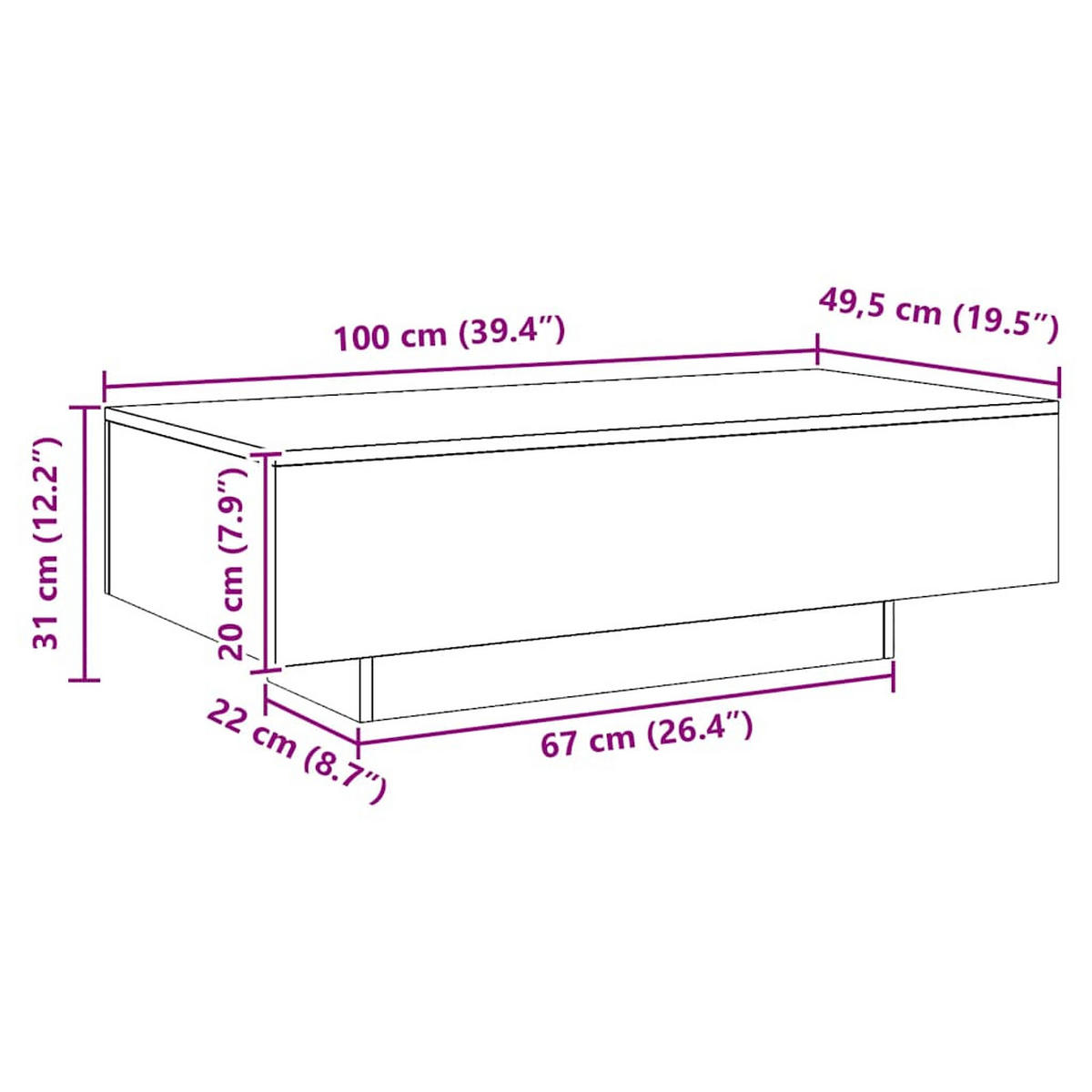 COUCHTISCH Artisan-Eiche 100/49,5/31 Cm Holzwerkstoff - Braun, Holzwerkstoff (100/49.5/31cm) - vidaXL