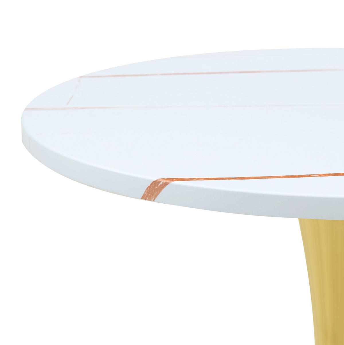 BEISTELLTISCH rund 60/72 cm in Weiß und Gold mit MDF-Platte - Weiß, Holzwerkstoff (60/60/72cm) - BEAOK