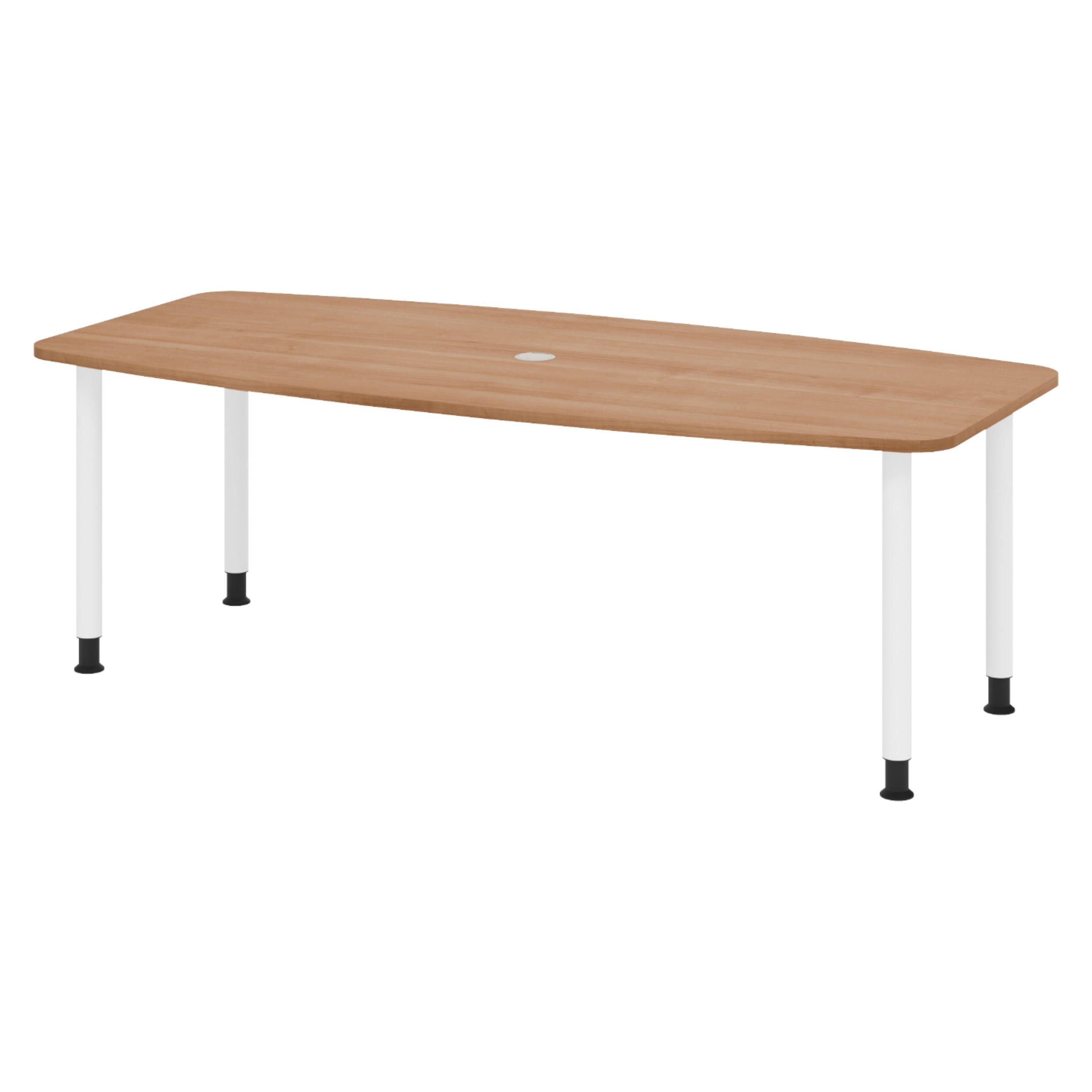 KONFERENZTISCH klein KT22 103/220/74 cm in Nussbaumfarben/Füße in Weiß - Nussbaumfarben/Weiß, Holzwerkstoff (103/220/74cm) - bümö