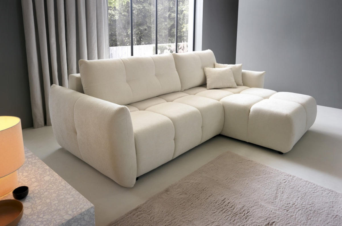 ECKSOFA Ecru BOSE Mit Schlaffunktion Rechts - Ecru, Textil (177/257cm) - Sepro Meble
