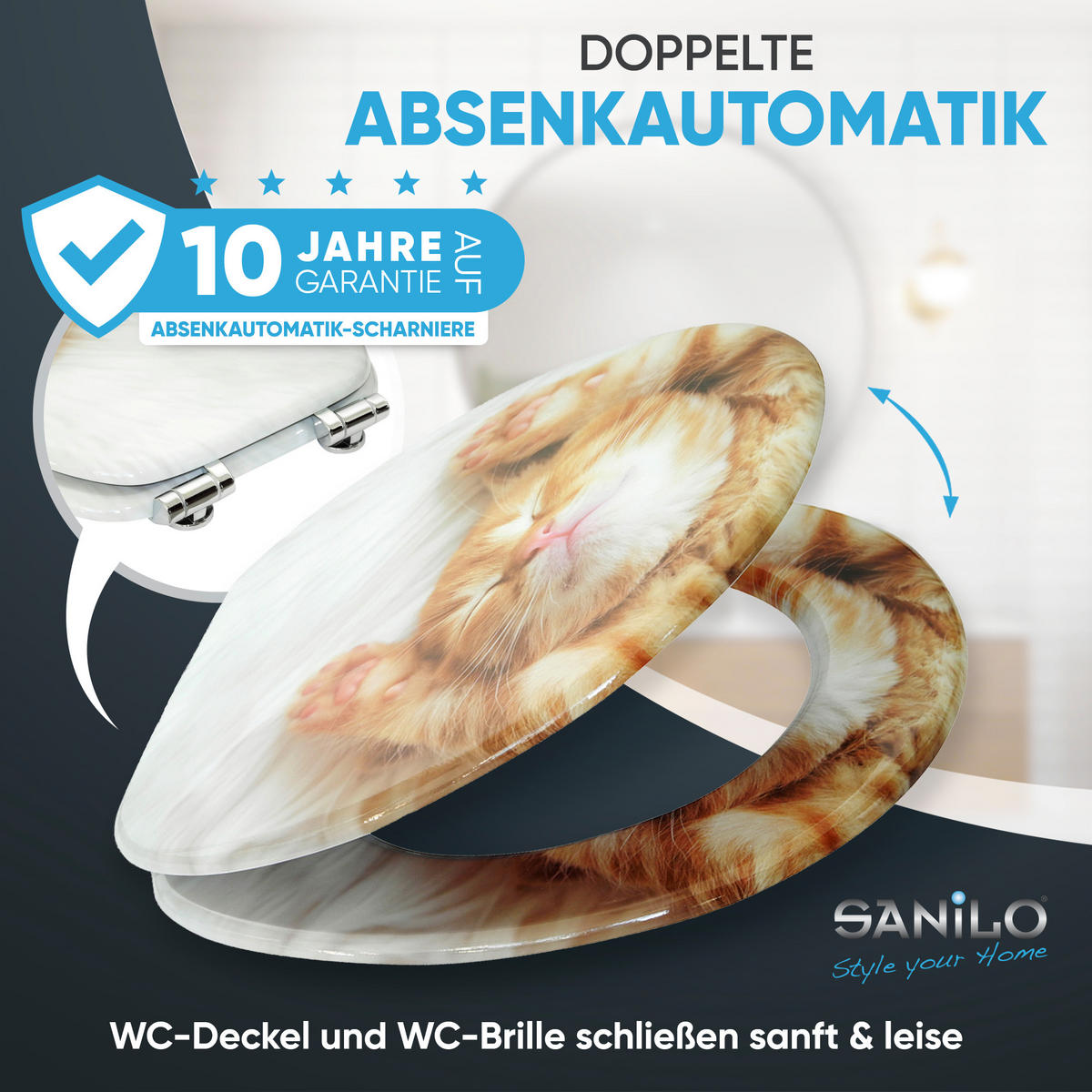 WC-SITZ mit Absenkautomatik Lilly - Braun, Holzwerkstoff (38/6/47cm) - Sanilo