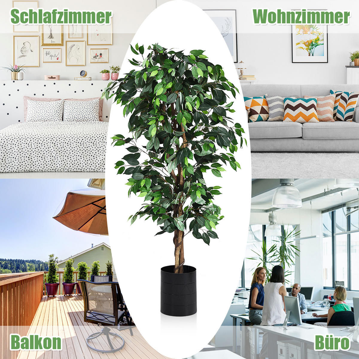KUNSTPFLANZE Zimmerpflanze Deko Grün - Grün, Kunststoff (180cm) - COSTWAY