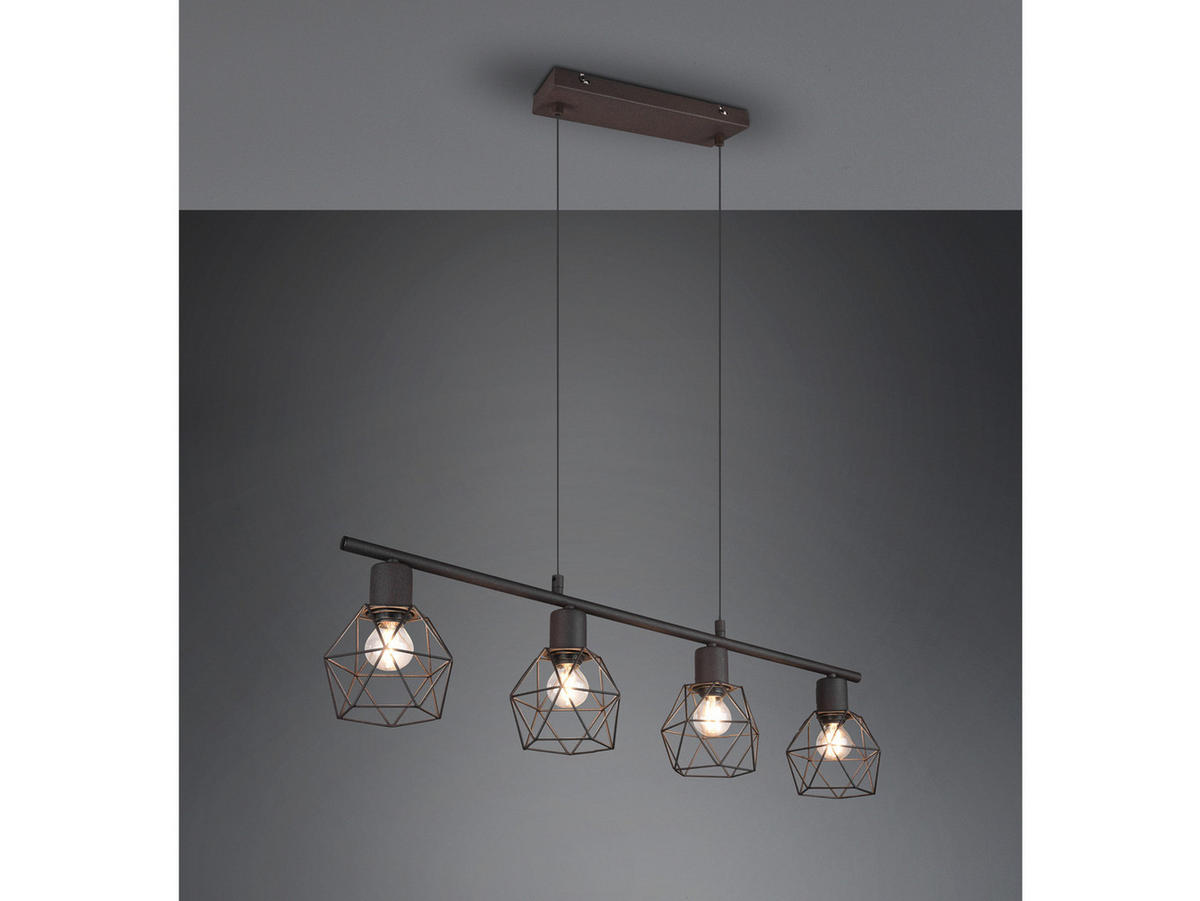 PENDELLEUCHTE Industrial mehrflammig hängend, Rostoptik 75cm - Rostfarben, Metall (12/75/150cm) - meineWunschleuchte