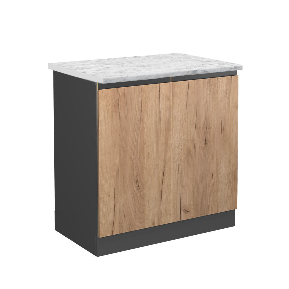 DISKBÄNKSSKÅP R-Line Goldkraft ek 80 cm AP marmor Honungsek, Antracit 81.6/80/60 cm