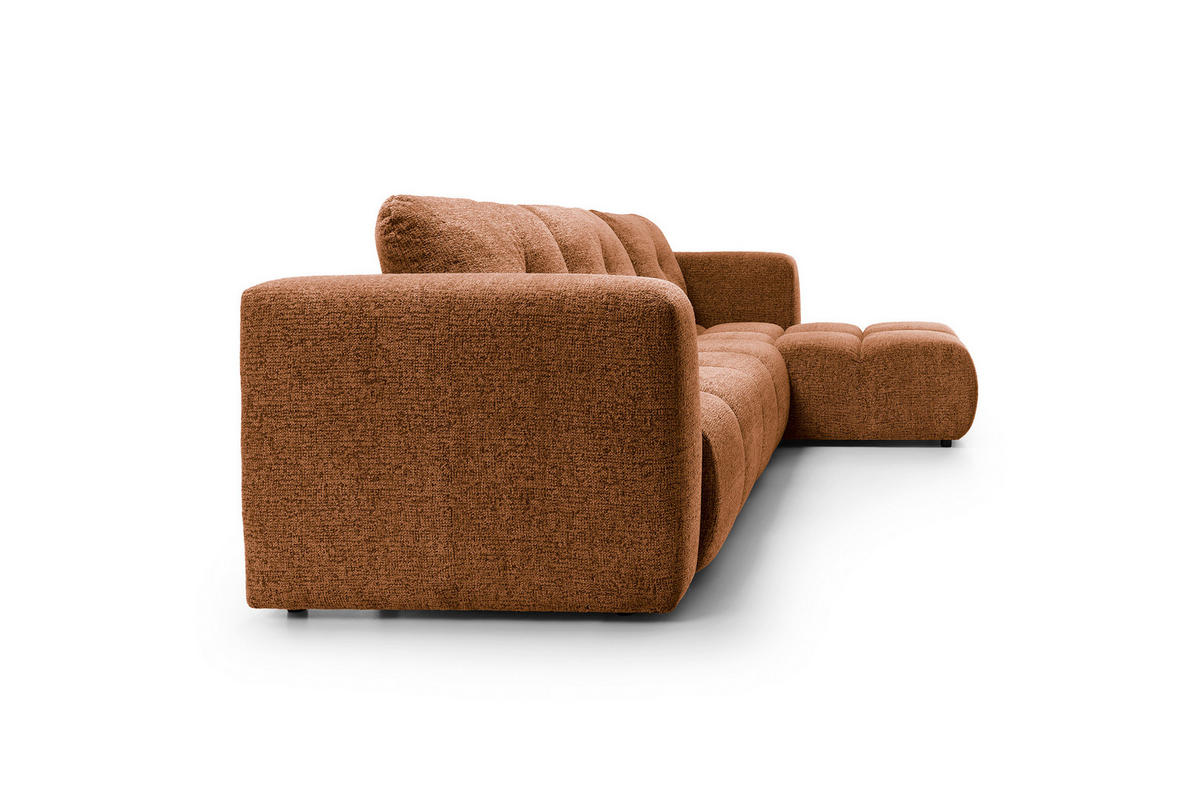 ECKSOFA ARTE 03 Orange Chenille mit Schlaffunktion - Orange, Holz (336/177cm) - MASSENO