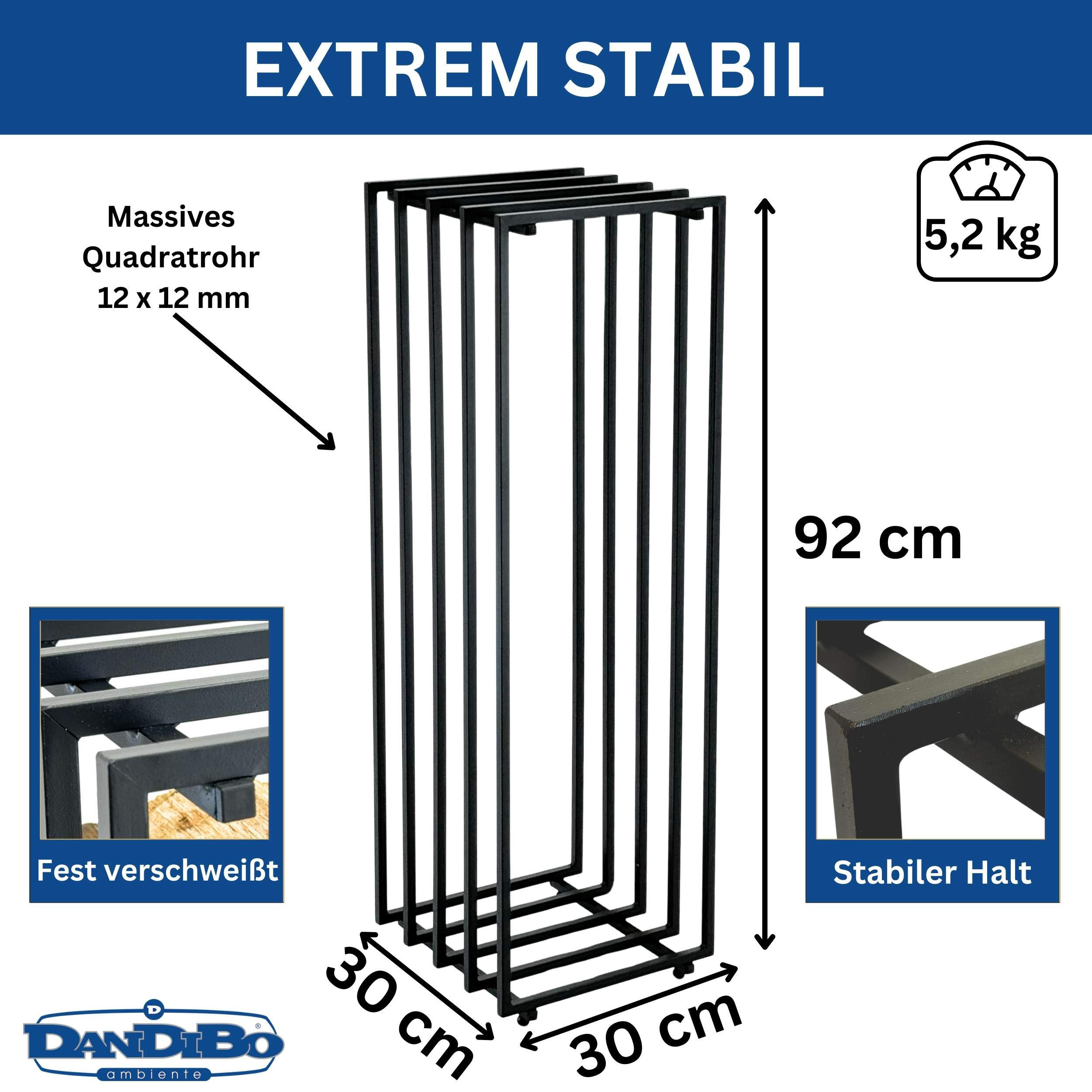 KAMINHOLZREGAL Innen Metall Schwarz - Schwarz, Metall (30/92/40cm) - DanDiBo