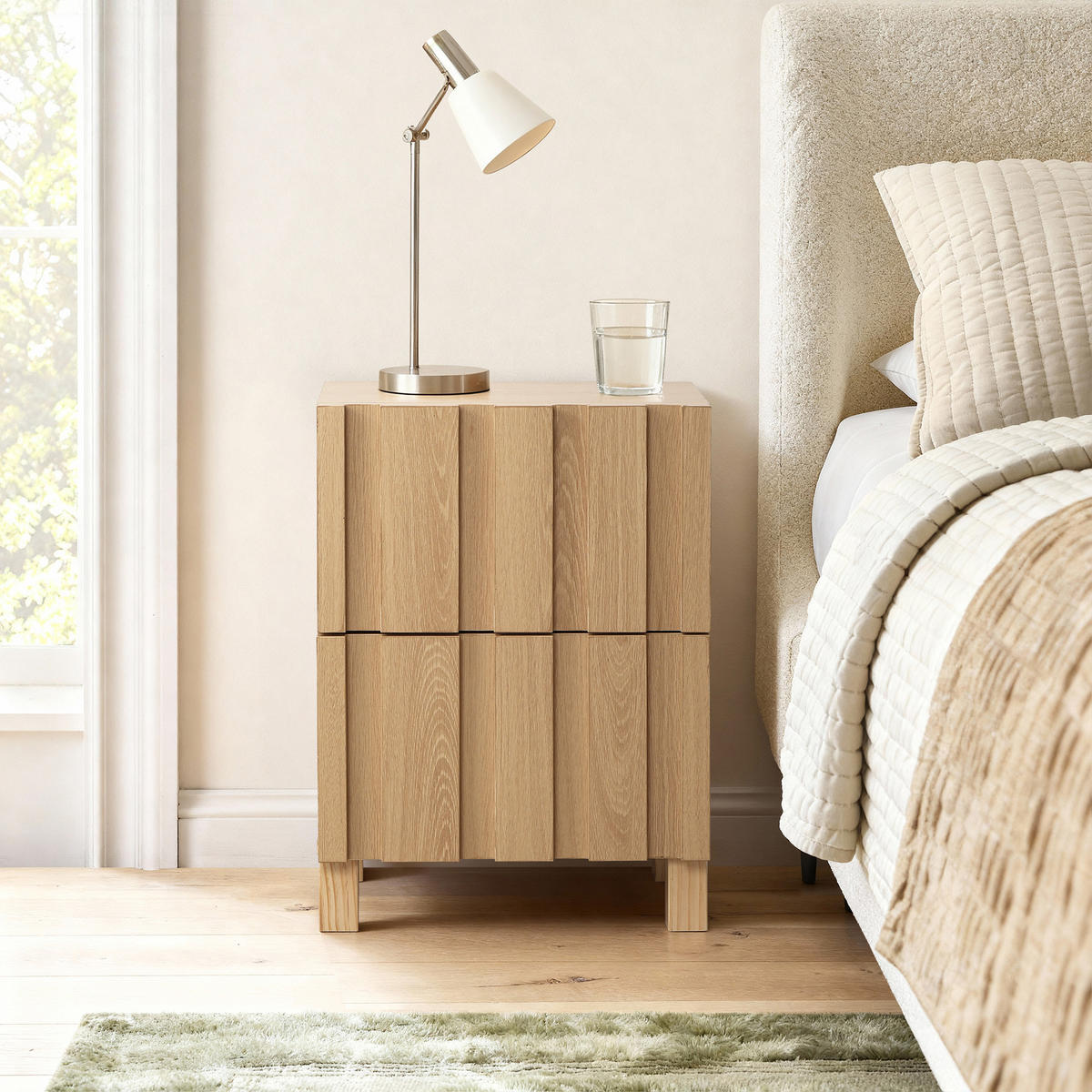 NACHTTISCH Modern mit 2 Schubladen, Eichenfarben, Spanplatte | B40 x T30 x H55 cm - Eichefarben, Holz (40/55/30cm) - Hometopia