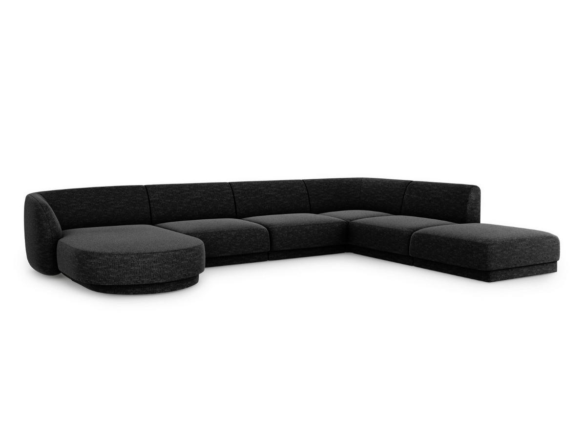 PANORAMASOFA rechts Miley aus Chenille-Stoff schwarz 6 Sitzplätze - Schwarz, Textil (255/70/330cm) - Micadoni