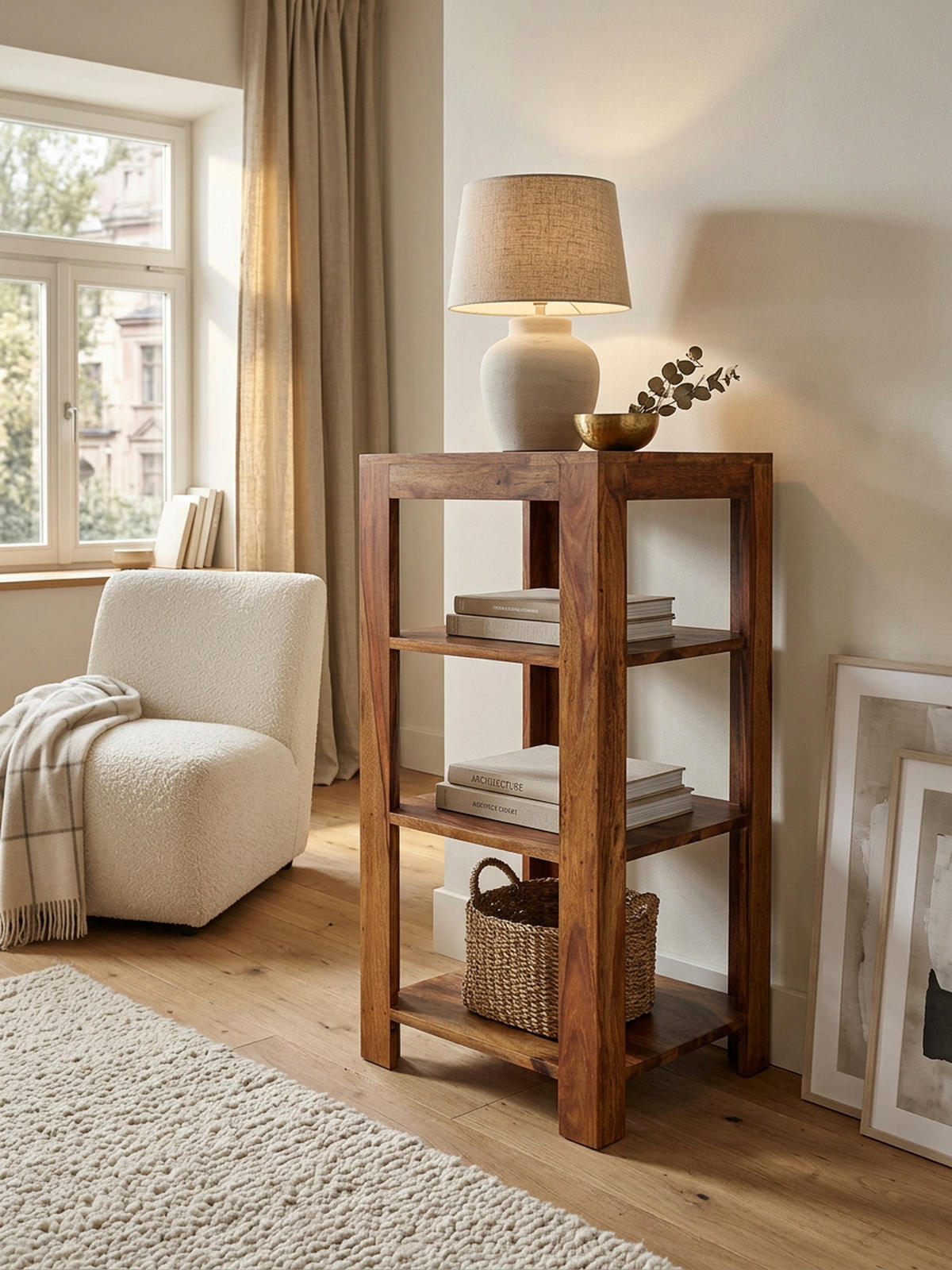 BÜCHERREGAL Massivholz Handgefertigt Pflegeleicht, Braun 44x44x80 cm - Braun, Holz (44/80/44cm) - KADIMA DESIGN