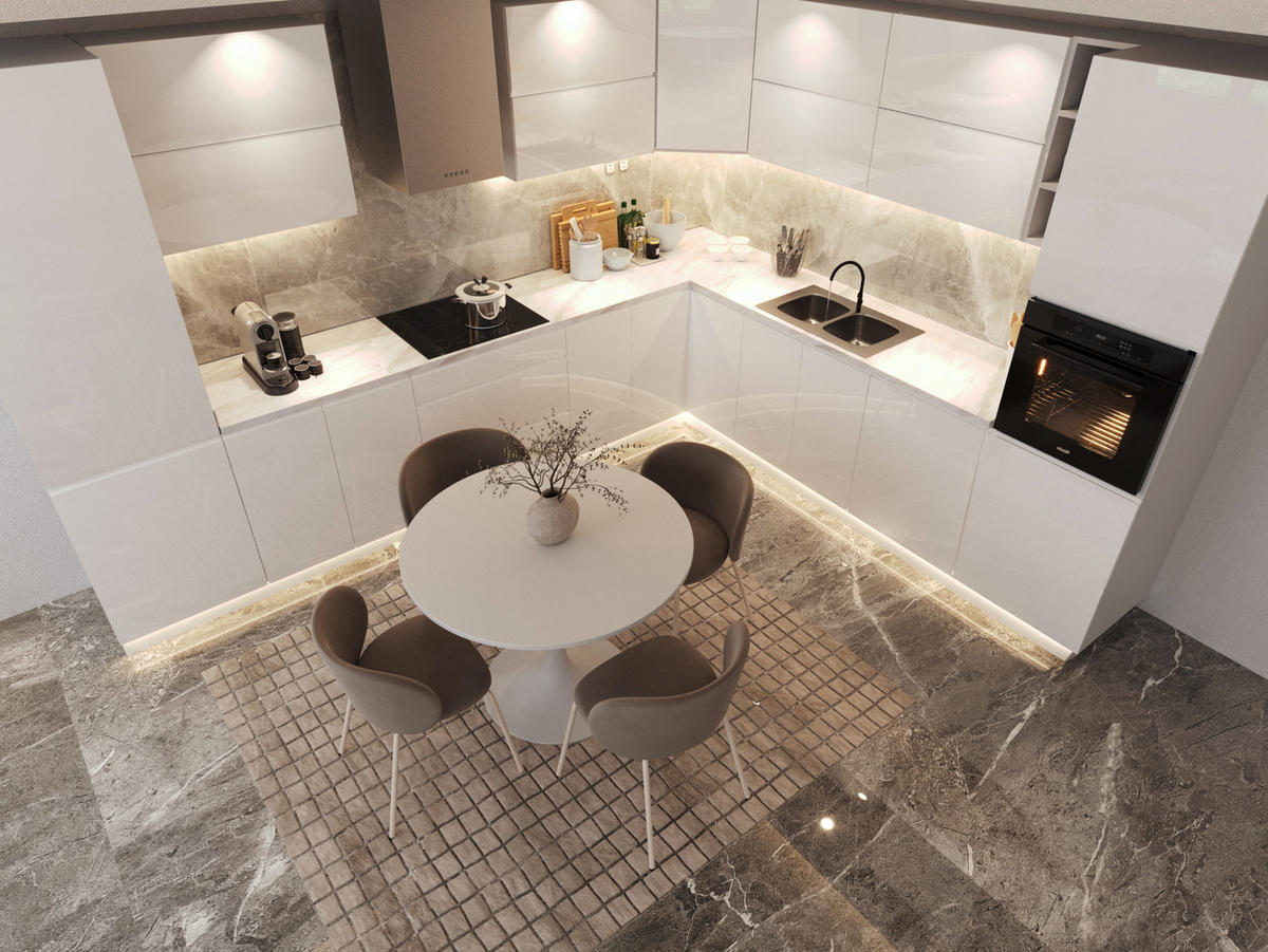 ECKKÜCHE - 340x270 cm Glanzia – KU-S19 – Weiß Hochglanz - Weiß Hochglanz, Holzwerkstoff (340/212/270cm) - hi-markt