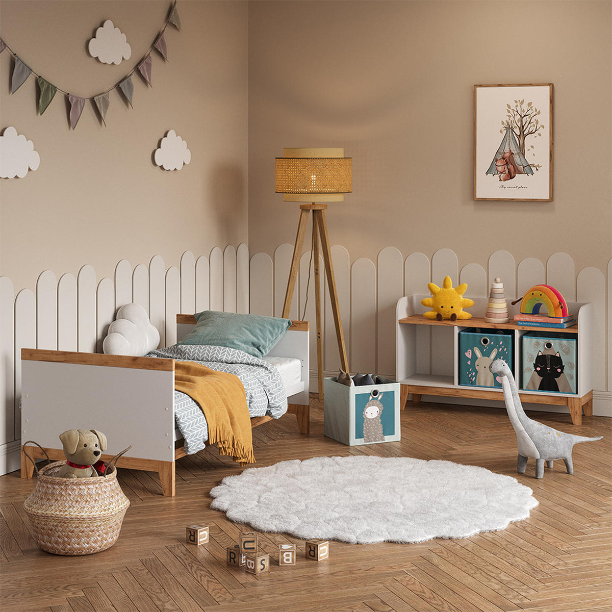 KINDERSITZBANK Malia Weiß/Artisan 107.2 x 63.8 cm - Weiß, Holzwerkstoff (107.2/63.8/30.6cm) - VitaliSpa