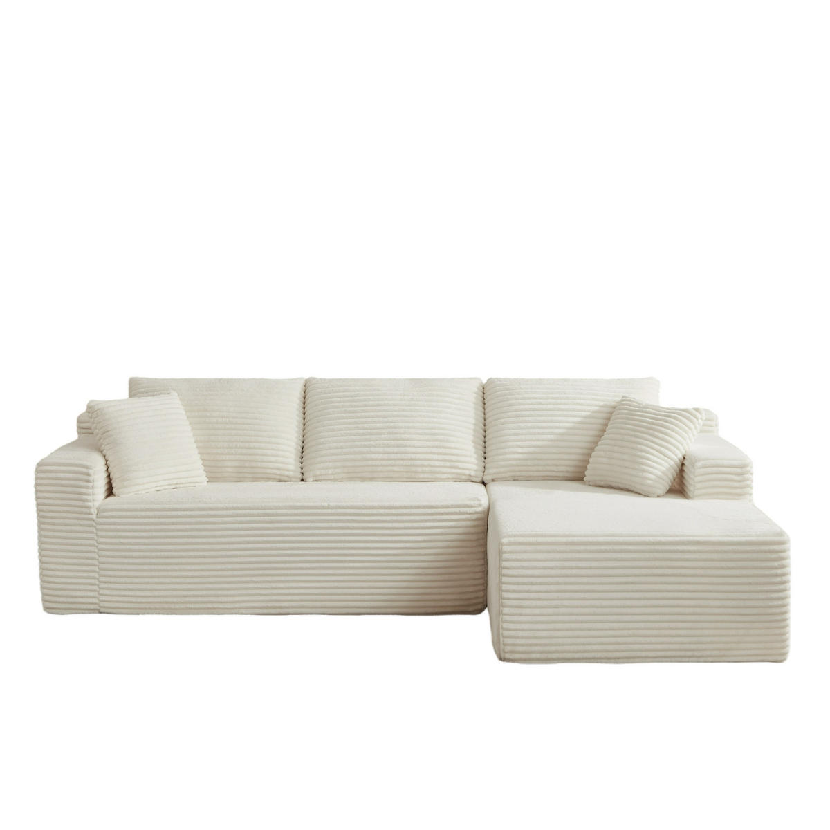 ECKSOFA DE-34926 L-Form mit Chaise rechts Weiß - Weiß, Textil (163/252.5cm) - ComfortXL