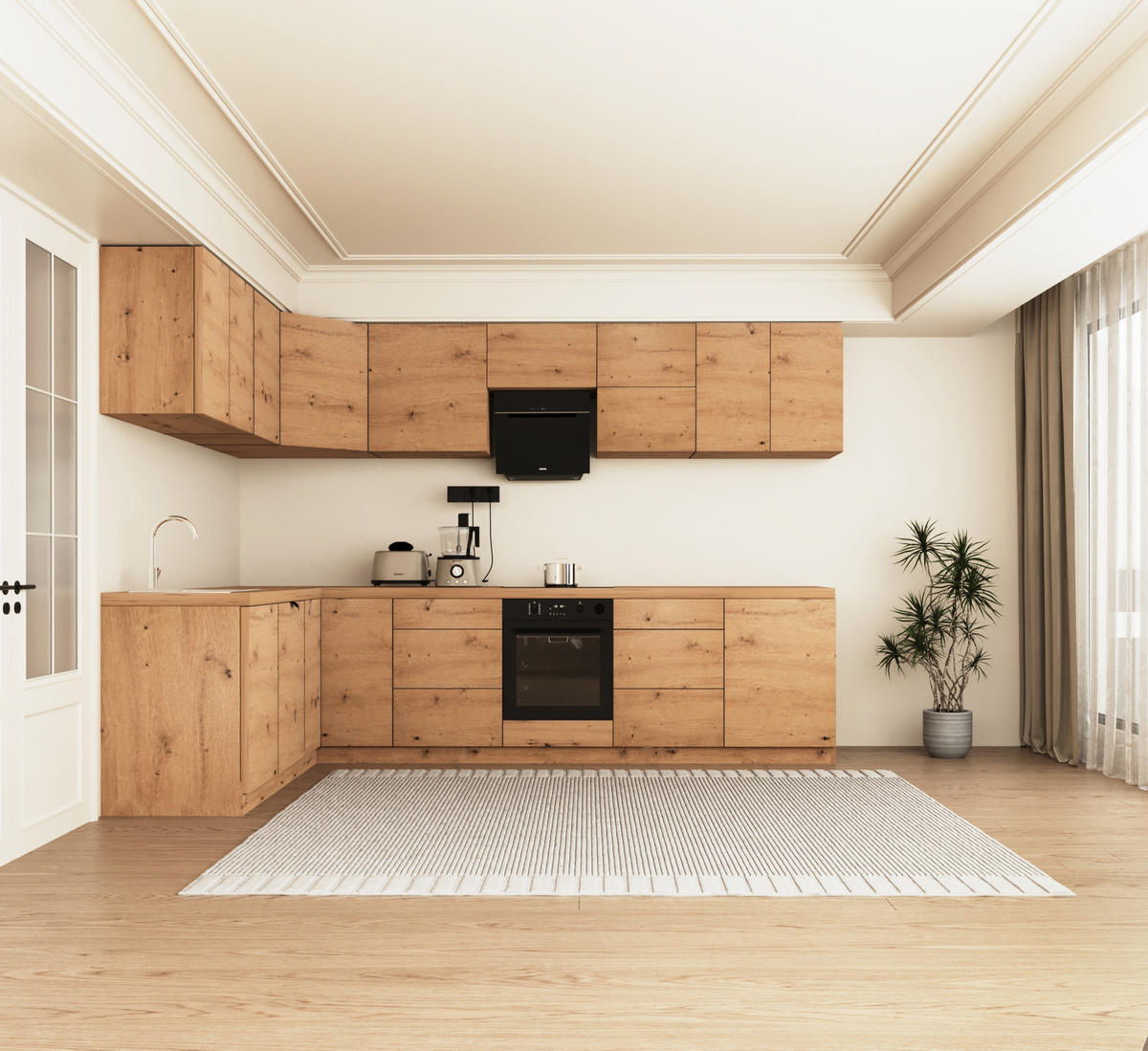 WINKELKÜCHE 320cm x 200cm- Langen KL15-M320 - in Artisan Eiche - Eiche Artisan, Holz (520/212/52cm)