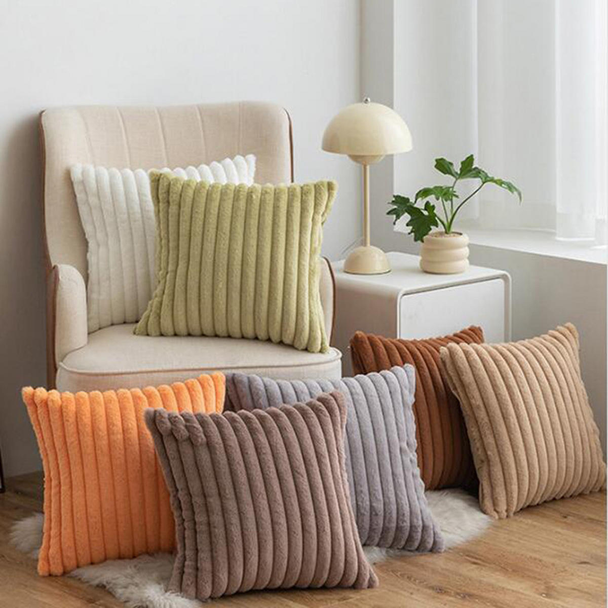 KISSENHÜLLE Velvety 45/45 cm，2er-Set - Beige, Textil (45/45cm) - Kaket