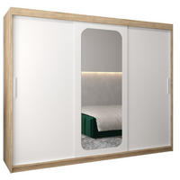 SCHWEBETÜRENSCHRANK 200/250/62 3-türig - Silberfarben/Weiß, Holz/Kunststoff (250/200/62cm) - Abiks Möbel