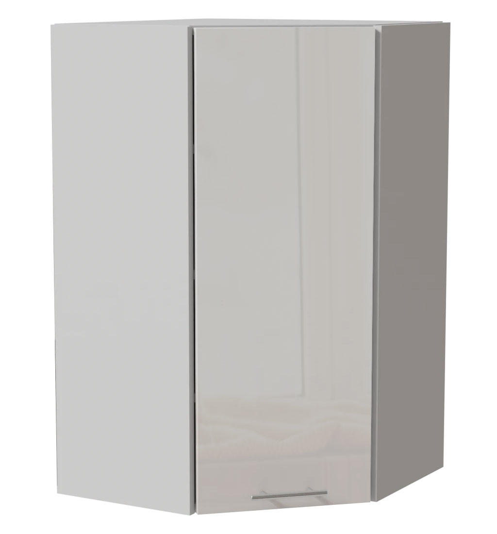 Feldmann-Wohnen Eck-Hängeschrank Weiß Hochglanz, Weiß 60x96x60 cm