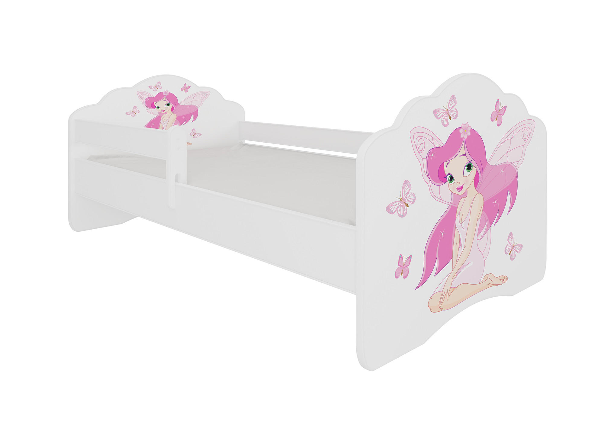 KINDERBETT Casimo weiß / Motiv Elfe 88 / 164 / 63cm - Pink/Weiß, Holz/Holzwerkstoff (80/160cm) - Feldmann-Wohnen