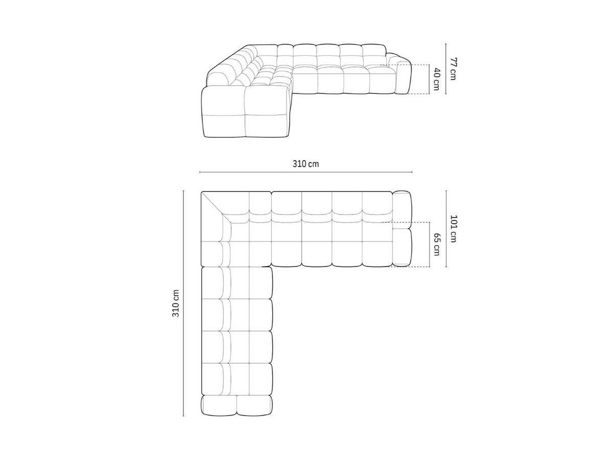 ECKSOFA Lisa aus strukturiertem Stoff sand 5 Sitzplätze - Sandfarben, Textil (310/310cm) - Micadoni
