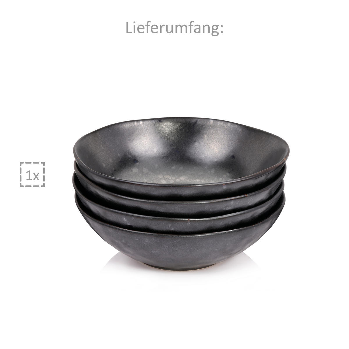 SCHALEN SET TOMBEY - 4 teilig aus Steingut - Dunkelgrau, Keramik (17.5cm) - Sänger