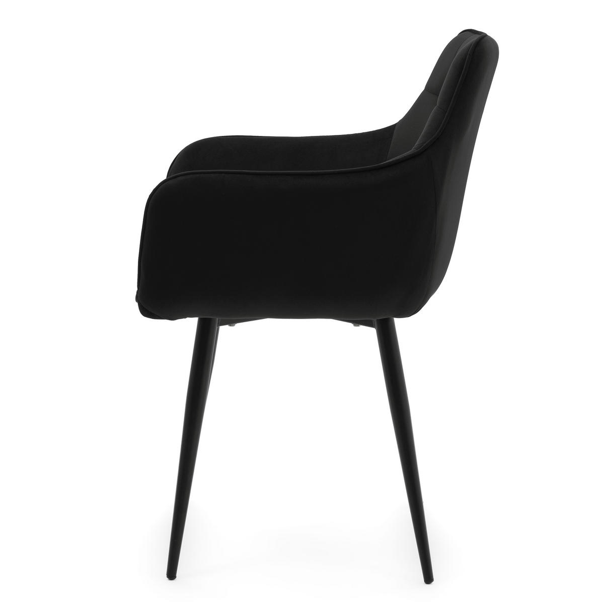 STUHL GALLO gespolstert mit Steppung - schwarz - Samt Velours - Schwarz, Textil/Metall (58/88/58cm) - NEW HOME