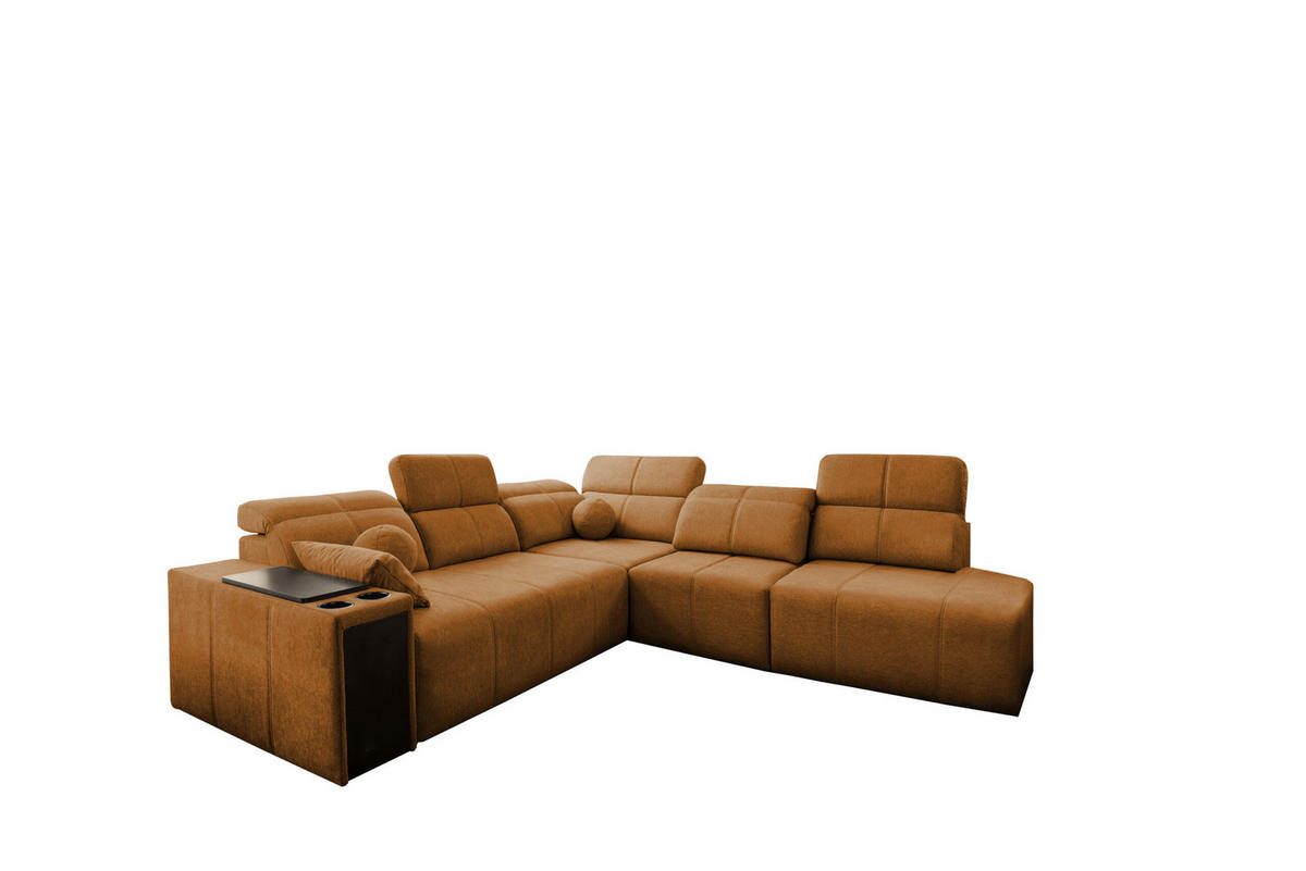 ECKSOFA Mindy IX Mit Schlaffunktion, Verstellbarer Rückenlehne Stoff Verita Kupfer Rechts - Kupferfarben, Holz (300/288cm) - Kaiser Möbel