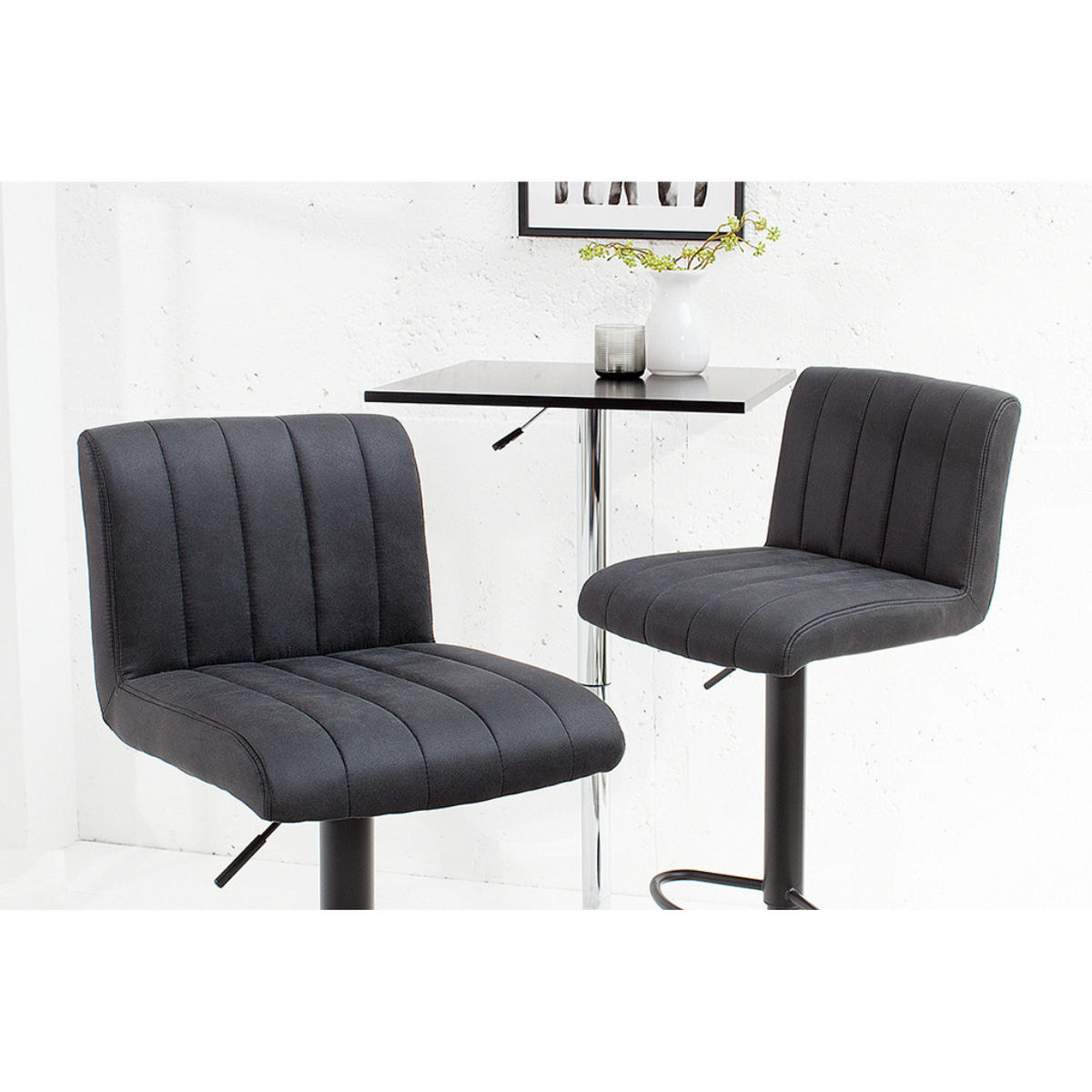 BARHOCKER PORTLAND Microfaser Grau - Grau, Textil (42/88/49cm) - riess-ambiente