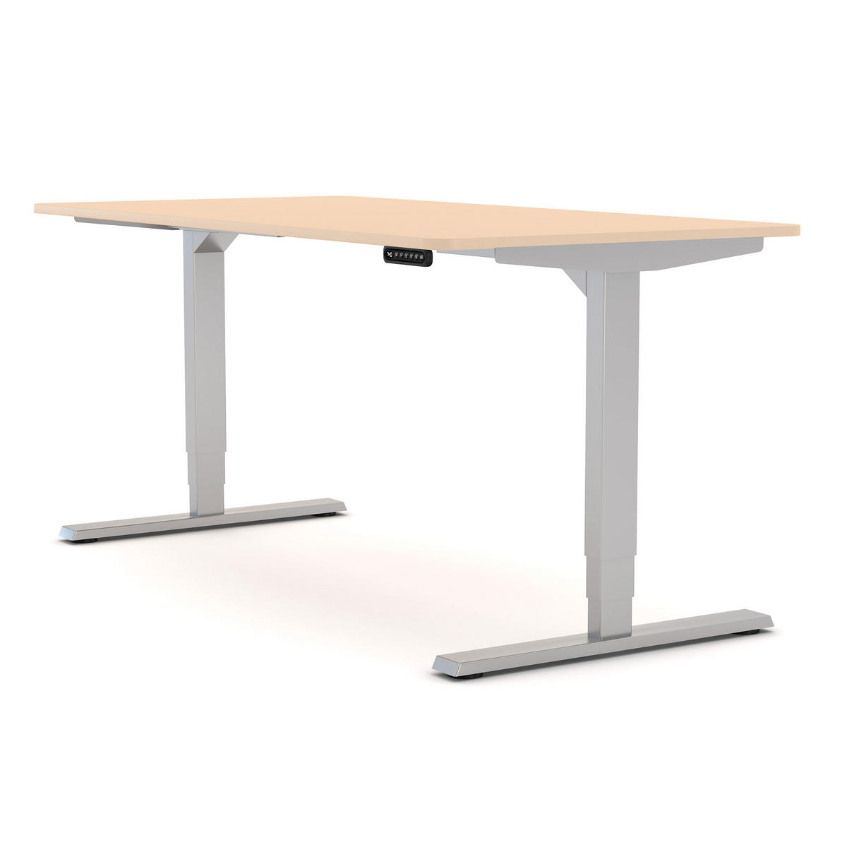 SCHREIBTISCH Elektrisch höhenverstellbarer Schreibtisch Y-Line Curved Kiesel Weißaluminium 160/70/62-127cm - Weiß Hochglanz/Beige, Holzwerkstoff/Metall (70/160/127cm) - ASSMANN