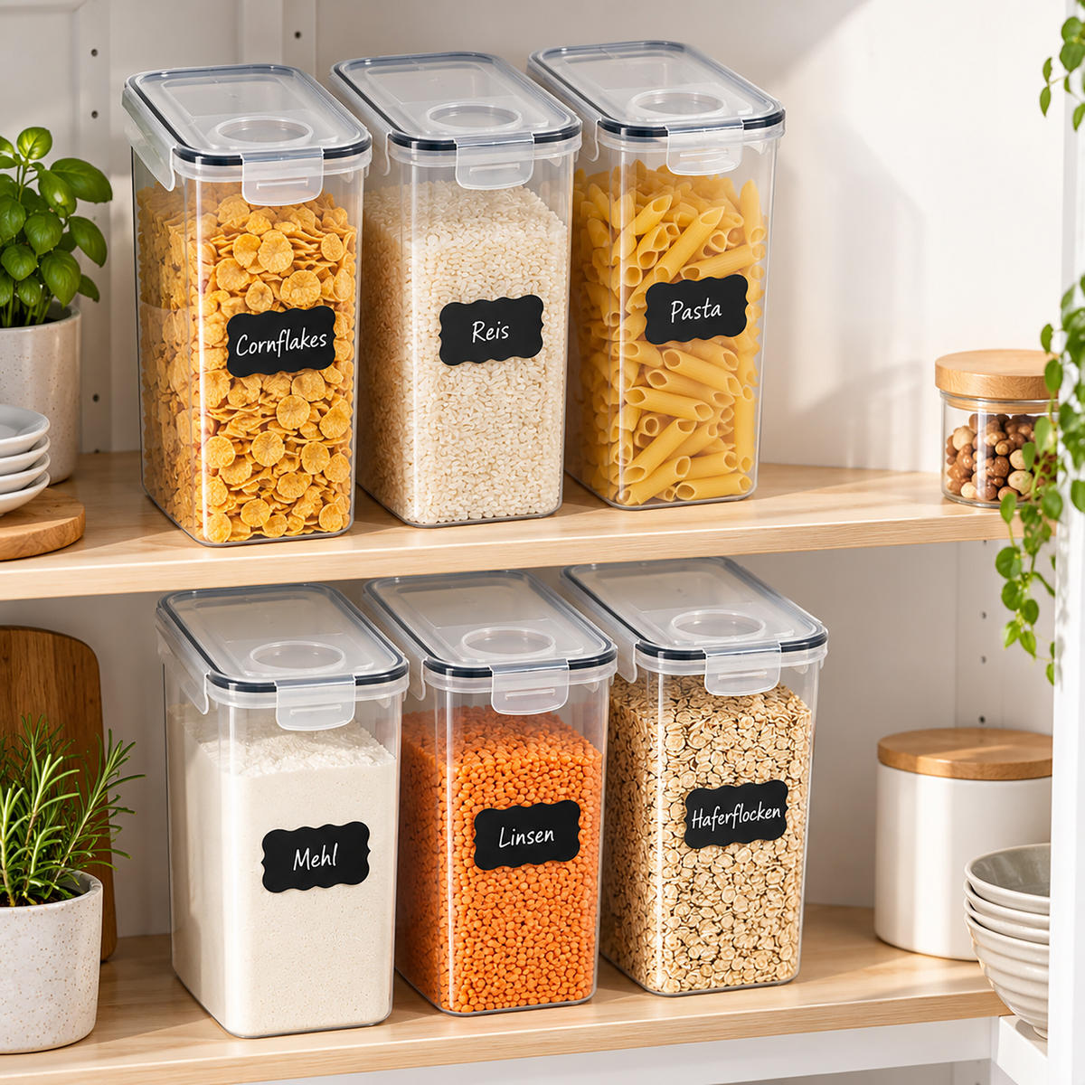 VORRATSDOSEN Transparent 6er-Set luftdicht 2,5 l - Transparent, Kunststoff - Relaxdays