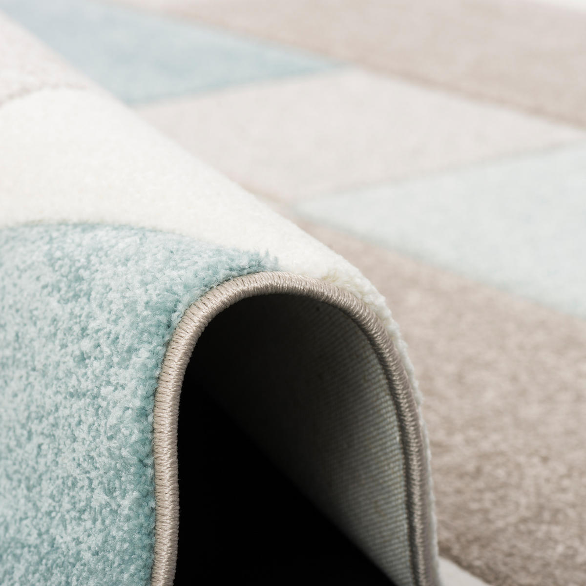 DESIGNER TEPPICH MAUI PASTELL BLAU BEIGE KARO - Blau/Beige, Textil (160/230cm) - Pergamon