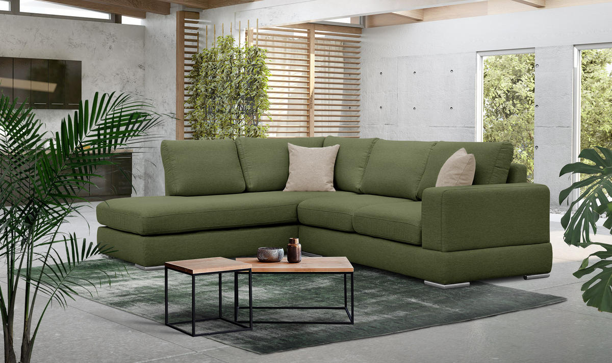 ECKSOFA OTTO 5-Sitzer, grün - Grün, Holzwerkstoff/Textil (219/279cm) - Courtois Laville