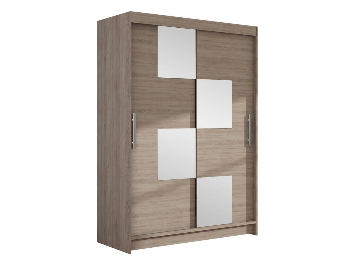 KLEIDERSCHRANK Miami III - Silberfarben/Trüffeleichefarben, Holzwerkstoff/Kunststoff (120/200/58cm) - MIRJAN24