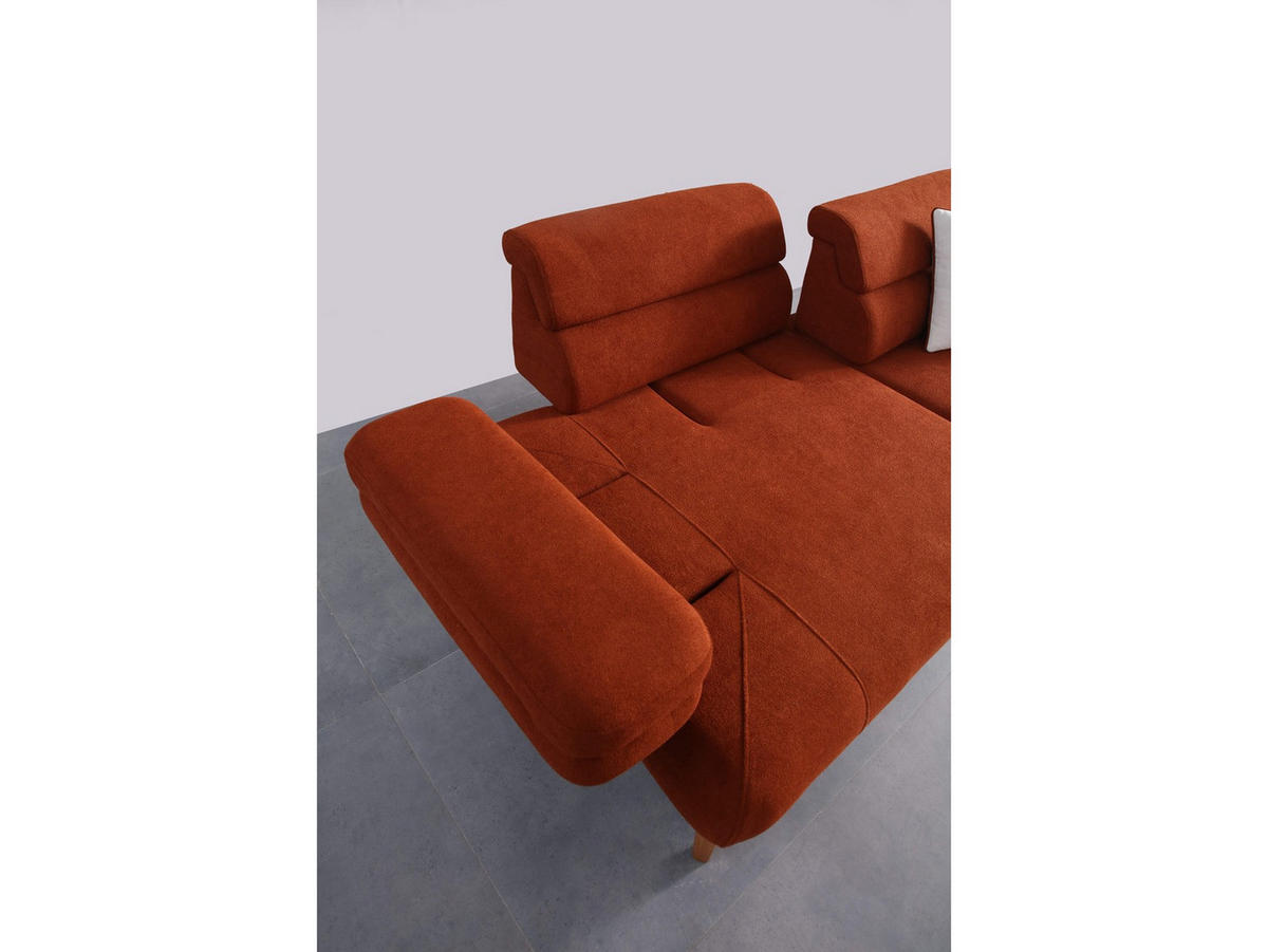 3 Sitzer SOFA Sevda Bouclé Terracotta - Terracotta, Holz/Textil (240/80/103cm)