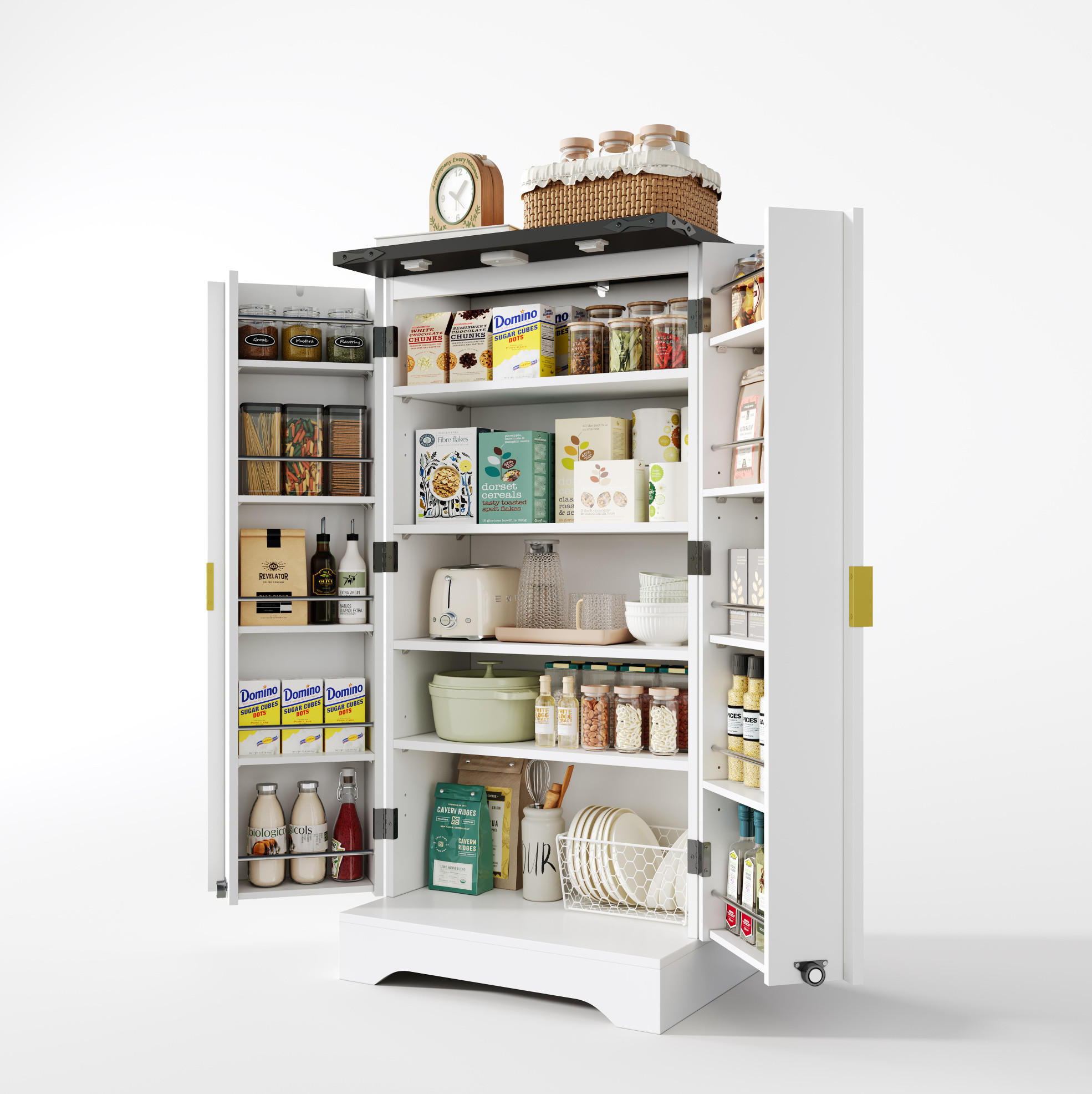 HOCHSCHRANK mit LED-Sensorlicht 120 x 60,5 x 40 cm MDF Weiß - Weiß, Holzwerkstoff (40/120/60.5cm) - Meubliv