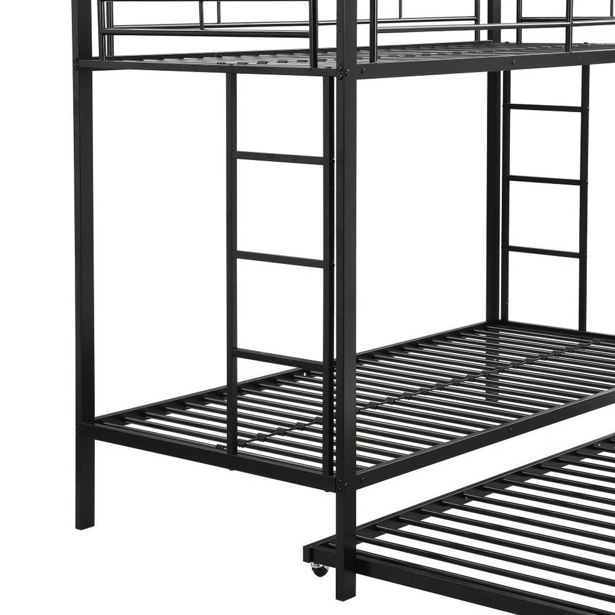 ETAGENBETT 90x200cm mit Ausziehbett in Schwarz - Schwarz, Metall (90/200cm) - KOMHTOM