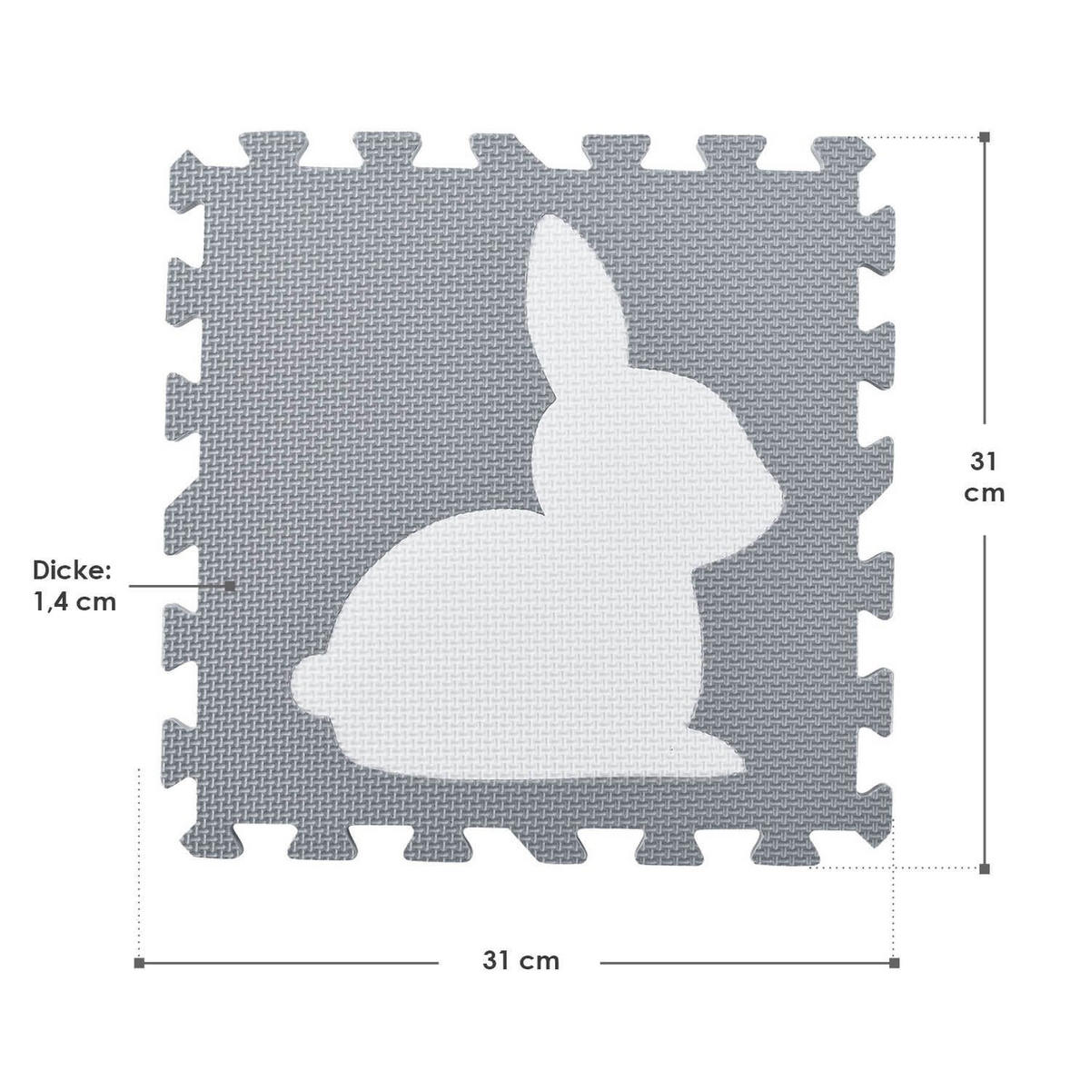 KINDER PUZZLEMATTE Timon (36 Teile) - Grau, Kunststoff (189/1/189cm) - Juskys