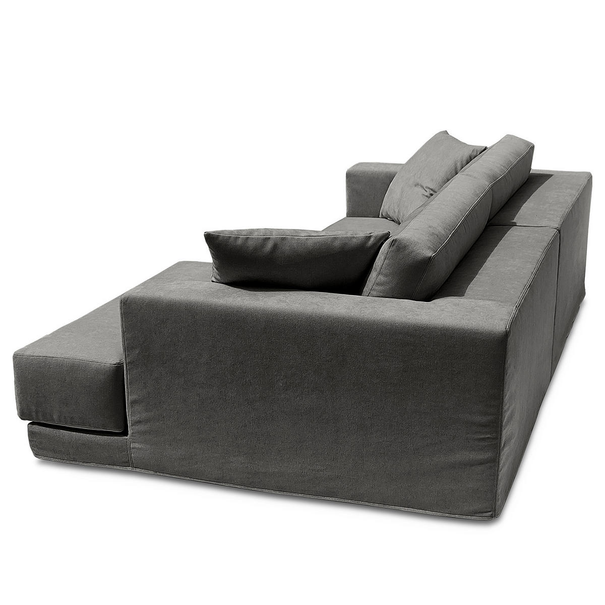 ECKSOFA mit Wechselbezug - Longchair, Webstoff - Dunkelgrau/Schwarz, Kunststoff/Textil (260/155cm) - home24