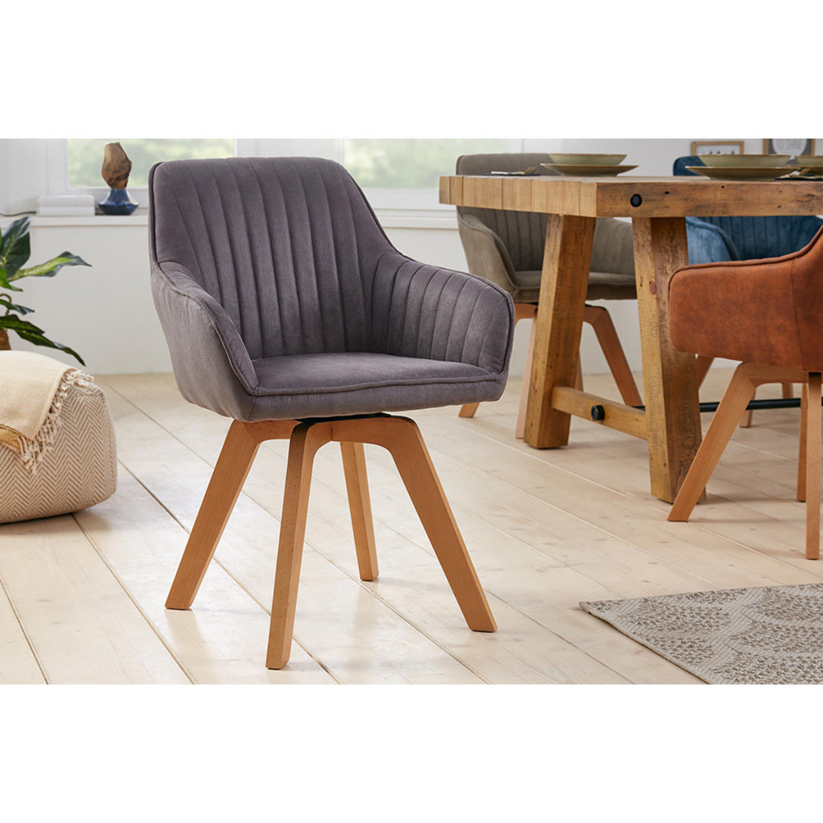 ARMLEHNSTUHL LIVORNO Microfaser Grau - Grau, Textil (62/84/62cm) - riess-ambiente