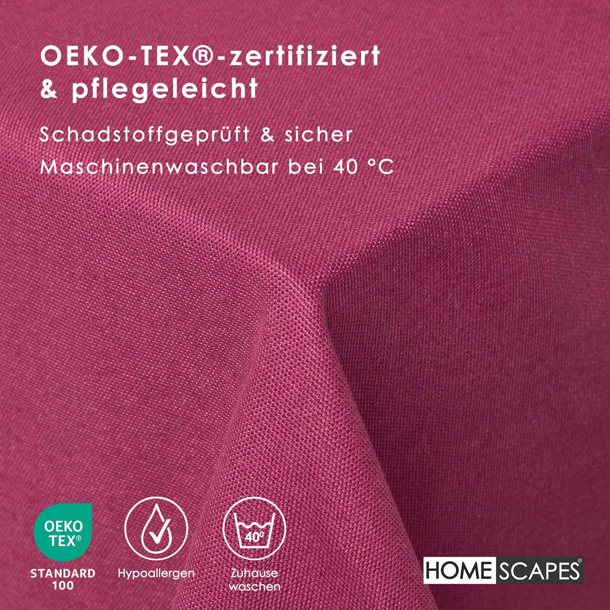 TISCHDECKE weinrot 137/137 cm, 100% Baumwolle - Weinrot, Textil (137/137cm) - Homescapes