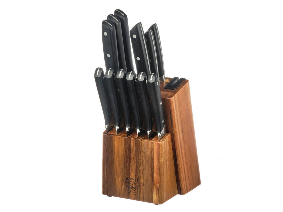 KÜCHENMESSERBLOCK und Steakmesser ERLING Loviisa - 14er-Set - Silberfarben, Metall (1cm) - Björn